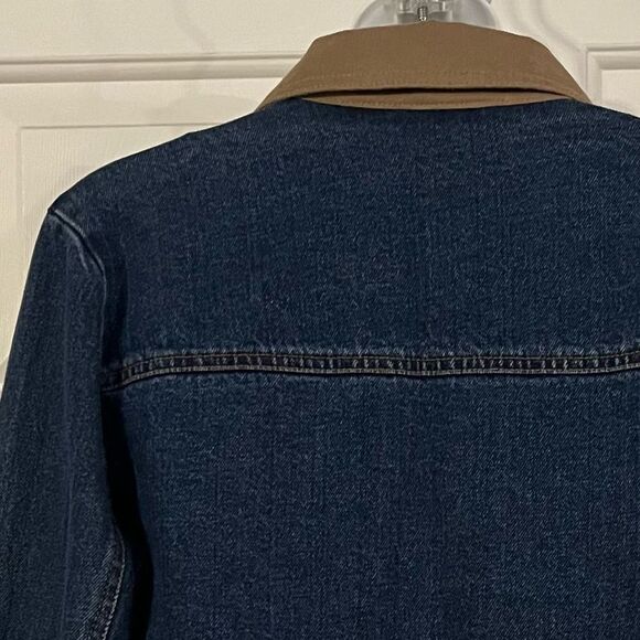 Studio‎ Ease Vintage Women Blue Denim Tan Collar Button Front Jacket Size 8 - Picture 4 of 9